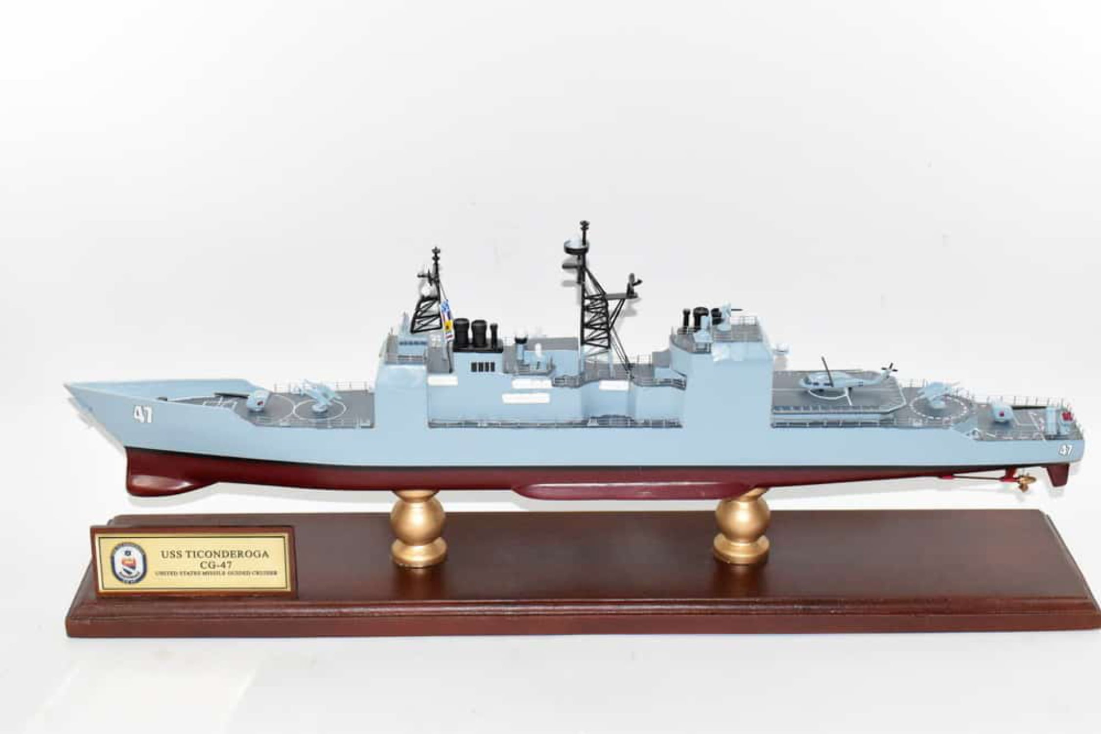 USS Ticonderoga (CG47) Model,Navy,Scale Model,Mahogany,Ticonderoga
