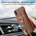 thumbnail image 5 of Compatible for iPhone XS / iPhone X Zipper Wallet Case with Card Holder, Rotation Ring Kickstand Case, PU Leather Card Slots RFID Blocking Protection Phone Case Shockproof Cover, Brown, 5 of 10