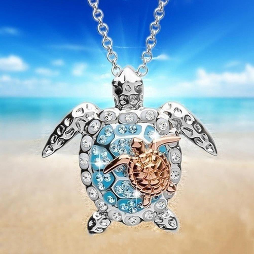 Blue Opal Sea Turtle Necklace Silver Bracelets Jewelry for Women