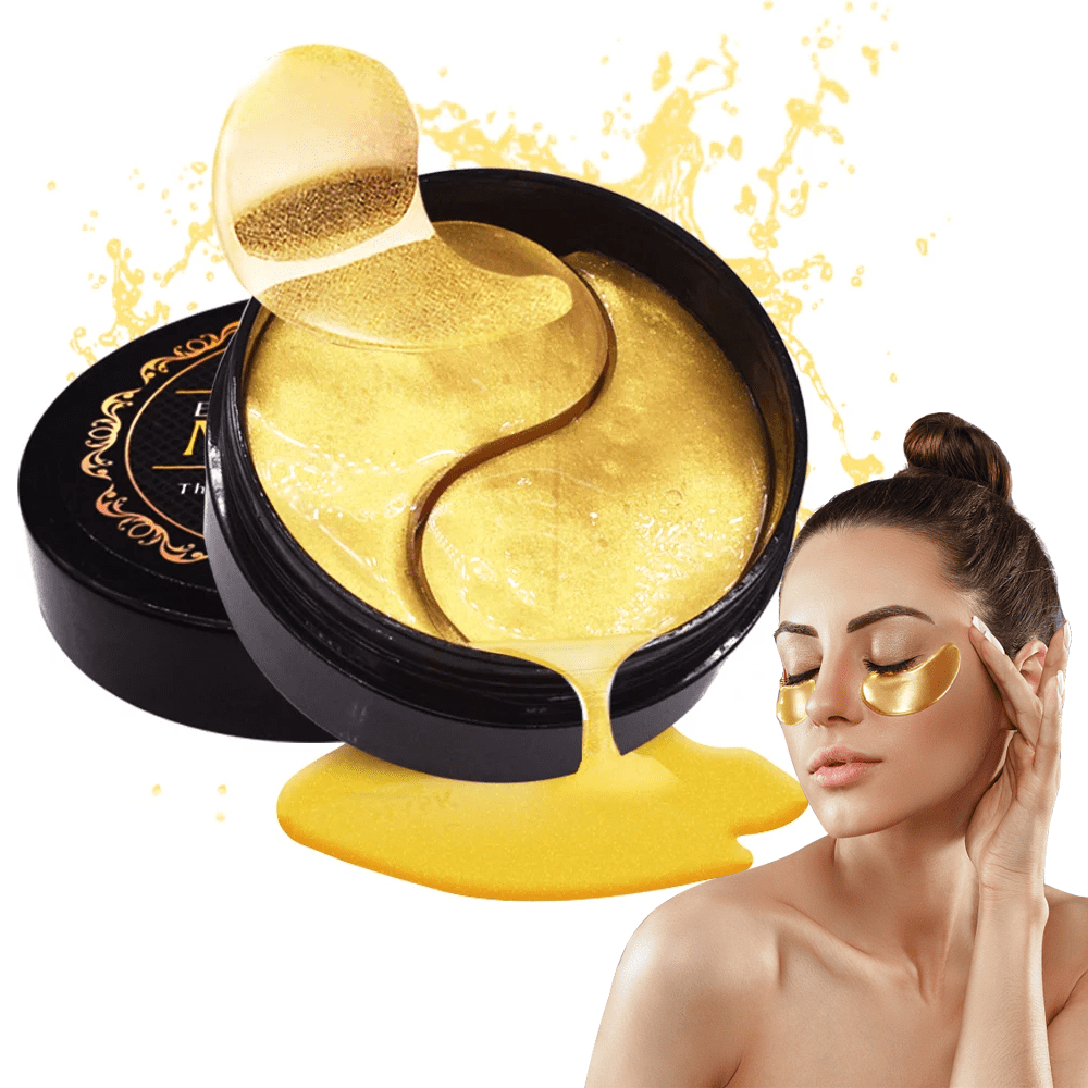 24K Gold Under Eye Mask for Puffiness (60pcs) Collagen Eye Mask