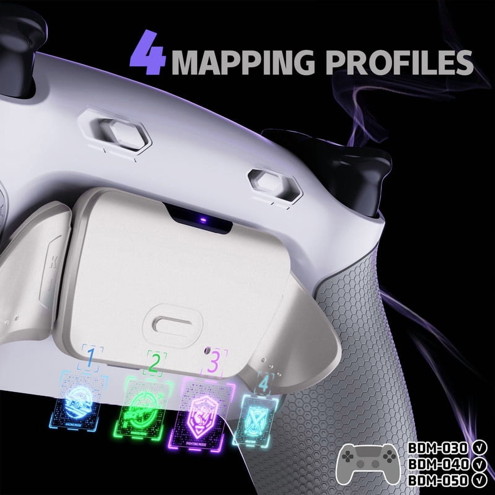 eXtremeRate RISE Plus MAX RMB Back Paddles Kit with Clicky Trigger Stops & Rubberized Grip for PS5 Controller BDM-030 040 050, Remappable Real Metal Back Buttons Kit for PS5 Controller – White Gray