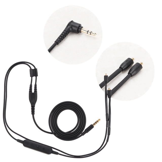 Cable trenzado para auriculares Bling Bling compatible con se215 se425 se535 se846 negro con Micrófono