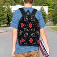 thumbnail image 4 of Wukai Card Suits Print 15Inch Student Backpack, Multi-compartment Waterproof Lightweight Backpack, Suitable for School, Office, Sports, Unisex, 4 of 6