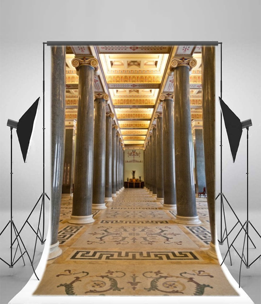 GreenDecor Polyster 5x7ft Photography Backdrop Castle Luxurious Palace Stone Pillar Vintage Retro Carpet European Archiculture Interior Wedding Background Kids Girl Lover Photo Studio Props