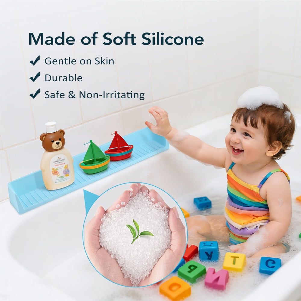 Bathtub Splash Guard for Tub Kids, Toddler Bath Toy Tray with 11 Suction Cups, No Spill Water Barrier, Prevents Mess, Fun Bathtime for Toddlers Baby