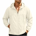 thumbnail image 2 of Zivyakyron Long Sleeve Men Rain Jacket Windbreaker Quick Dry Zip up Lightweight Loose Solid SPF Hooded Jacket White L, 2 of 3