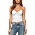 thumbnail image 7 of Noric Women's Summer Crop Tank Top Spaghetti Strap Sweetheart Neck Skinny Ruched Front Casual Sleeveless Camisole Tops, 7 of 7