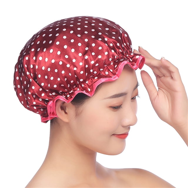 Neinkie Bonnet de Douche Imperméable, Bonnets de Douche pour Femmes, Bonnet de Bain Élastique Réutilisable pour Cheveux, Protection de l'Environnement, Bonnets de Bain pour Cheveux, Double Couche Imperméable