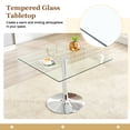 thumbnail image 4 of ExtraLco 5 Piece Glass Dining Table Set for 4, Square Tempered Glass Kitchen Table with White PU Leather Chairs and Chrome Base, 4 of 10