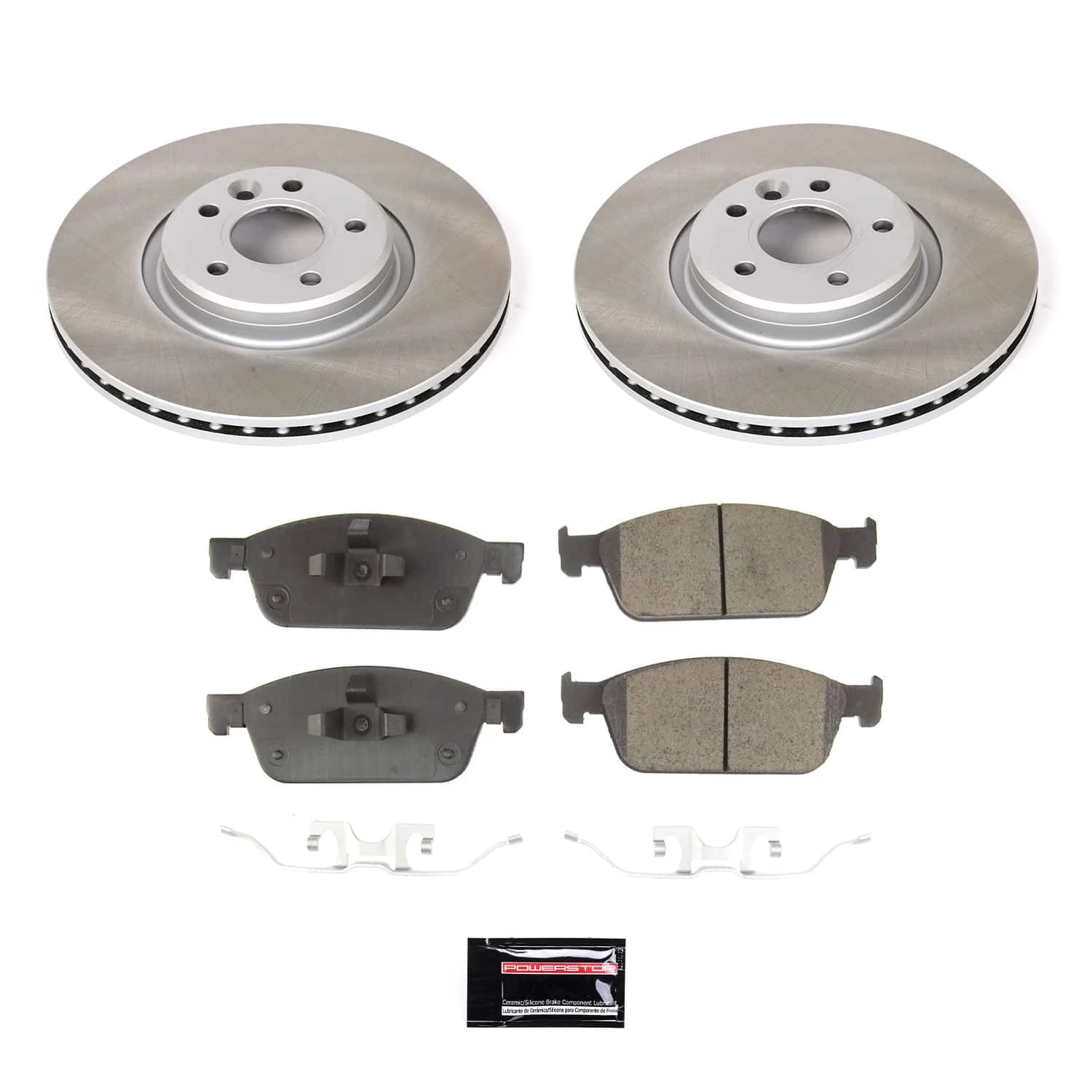 PowerStop Front Semi-Coated Rotor and Low-Dust Ceramic Brake Pad Kit SC7338