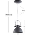 thumbnail image 5 of SAFAVIEH Rove 6.25 in. Dia. Adjustable Solid Classic Pendant, Dark Grey, 5 of 6