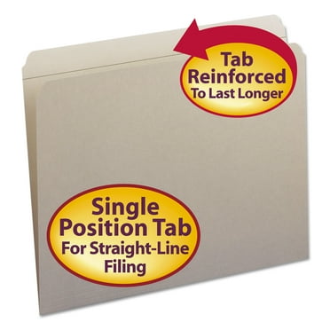 Smead Reinforced Top Tab Colored File Folders, Straight Tab, Letter Size, Gray, 100/Box (12310)
