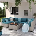 thumbnail image 3 of MRUAKA 7 Pieces Patio Conversation Set, Outdoor Sectional PE Rattan Wicker Furniture Seat,Peacock Blue, 3 of 7