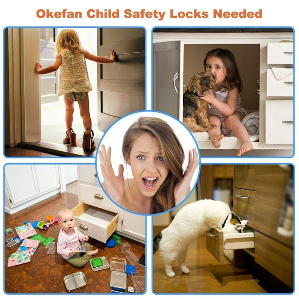 Verrouillage de sécurité pour enfants à l'épreuve des bébés Serrures  d'armoire à l'épreuve des enfants avec adhésif de 3 m pour réfrigérateur,  armoires, tiroirs