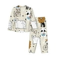 thumbnail image 2 of Bingfone Womens Pajama Sets Hand Drawn Animals Print,Long Sleeve Loungewear Pajamas Set-Small, 2 of 9