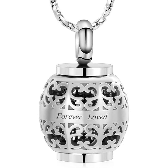 Hollow Flower Urn Necklace for Ashes Cremation Jewelry Urn Necklace for Ashes for Women Men Hollow Heart Beads Memorial Locket Keepsake Pendant