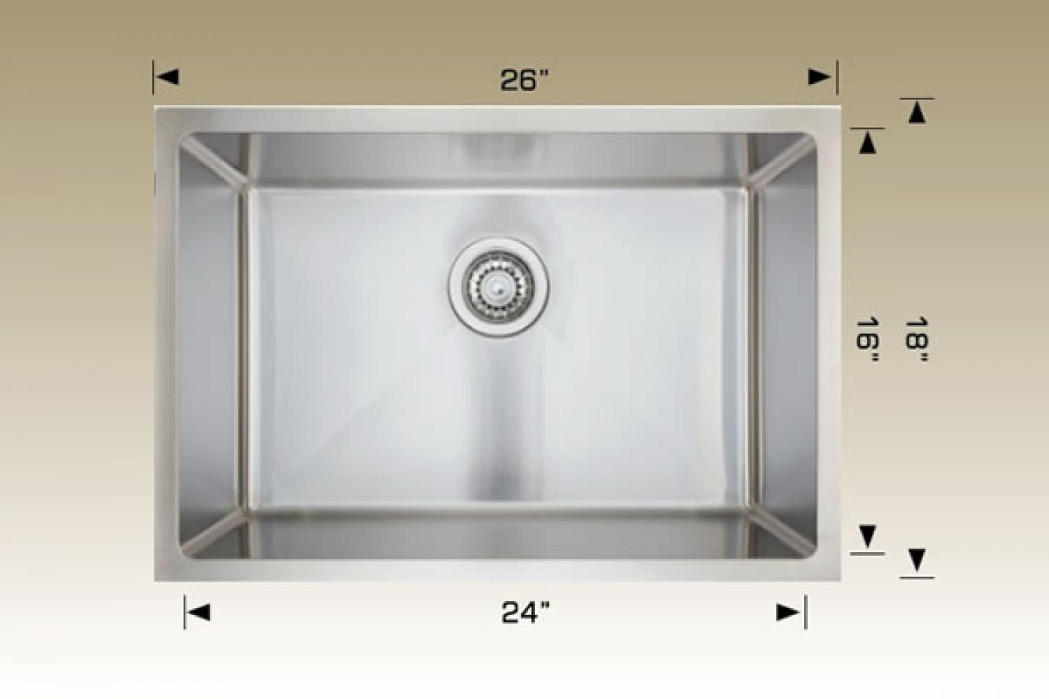 American Imaginations 26-in. W Stainless Steel Kitchen Sink With 1 Bowl And 18 GaugeAI-34460