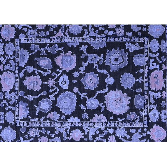 Ahgly Company Indoor Rectangle Oriental Blue Traditional Area Rugs, 7' x 10'