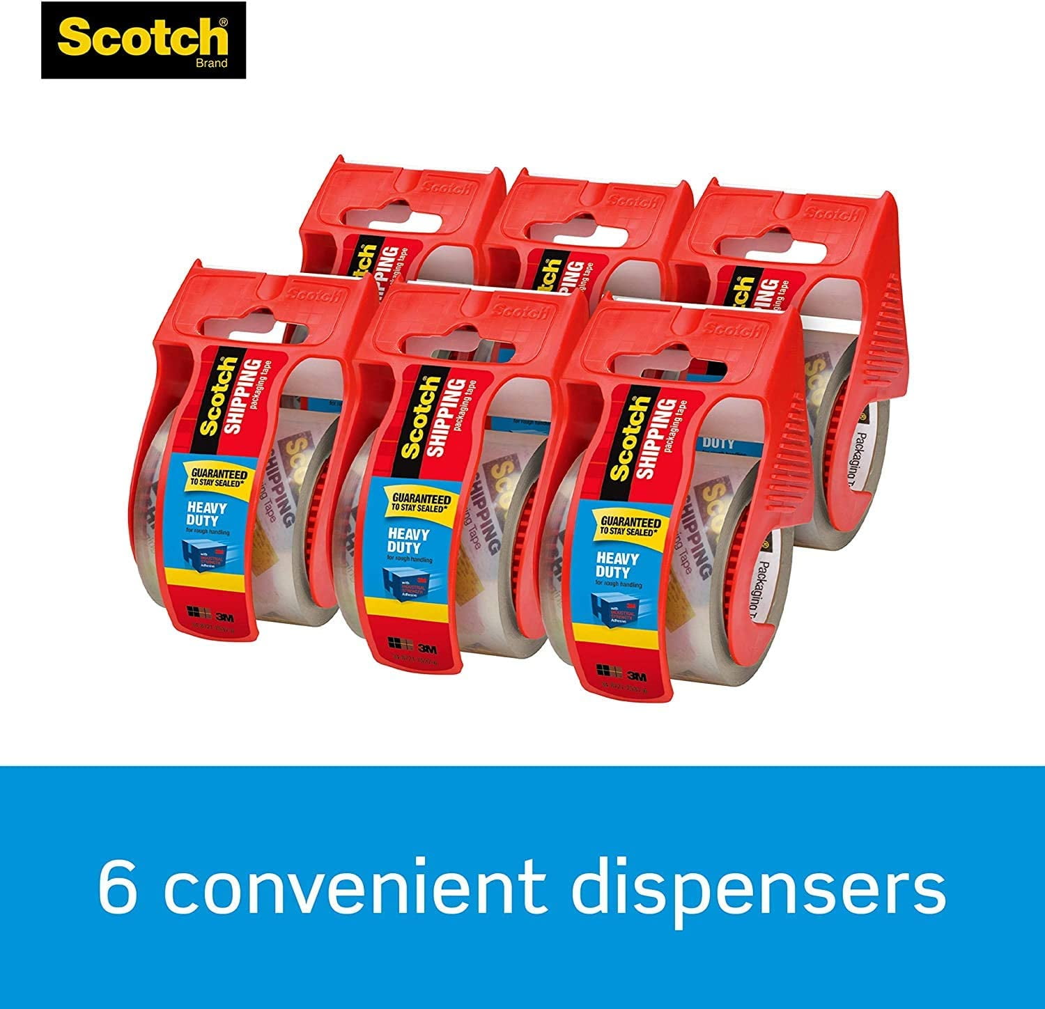 Scotch Tape Heavy Duty Shipping Packaging Tape, 1.88 Inches x 800 Inches, 1.5" Core, Clear, Great for Packing, Shipping & Moving, Rolls with Dispenser 142-6 2 Pack, 12 Rolls 548415484564864