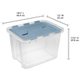 thumbnail image 2 of Sterilite 30 Qt Hinged Lid Storage Box, Plastic Container, Washed Blue, 24 Pack, 2 of 9