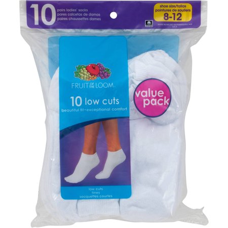 Fruit of the Loom Womens Value Pack Low Cut Socks, 10 Pairs