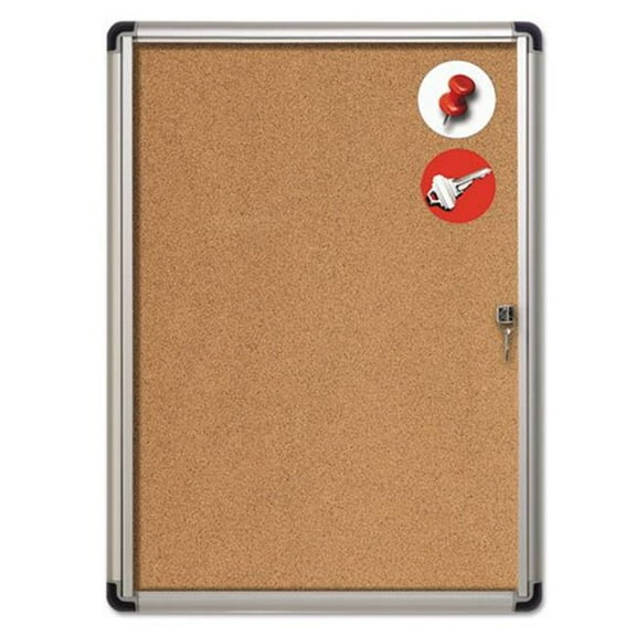 Slim Line Cork Bulletin Enclosed Board Cabinet,Single Swing Door, 28" X 38"
