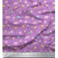 thumbnail image 1 of Soimoi Poly Georgette Fabric Cloud,Star & Cute Elephant Kids Decor Fabric Printed Yard 42 Inch Wide, 1 of 3