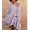 thumbnail image 3 of Chouyatou Women's Summer Puff Sleeve Tiered Tunic Babydoll Dress Cute Mini Button Down Shirt Dress, 3 of 6