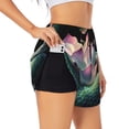 thumbnail image 1 of Balery Snake Holding A Lotus Pantalones cortos deportivos para mujer con forro y dos bolsillos, elásticos, para entrenamiento, gimnasio, yoga-Medium, 1 of 7