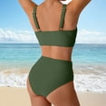 thumbnail image 5 of Linfrsh Women's High Waisted Bikini Sets Sexy Two Piece Swimsuits Color Block Cheeky High Cut Bathing Suits Womens Bikini Set Green,S, 5 of 7