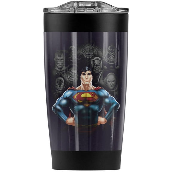 Superman Villains Stainless Steel Tumbler 20 oz Coffee Travel Mug/Cup, Vacuum Insulated & Double Wall with Leakproof Sliding Lid | Great for Hot Drinks and Cold Beverages