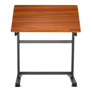 KFFKFF Adjustable Drafting Table with 0°–90° Tilt, Portable Artist Desk Featuring Black H-Frame and Brown Wooden Desktop, Ideal for Drawing, Painting, Crafting, Reading, Writing, and Meetings