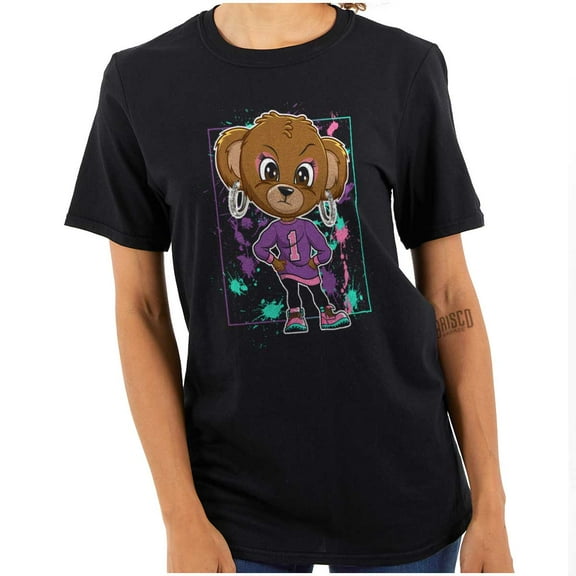 Urban Paint Splatter Sassy Teddy Bear Women's Graphic T Shirt Tees Brisco Brands S