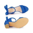 thumbnail image 5 of BLISSFUL STEP Women's Sandals Ankle Tie Back Open Toe Block Heels Deep Blue 12, 5 of 8