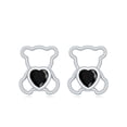 thumbnail image 2 of Rosec Jewels Cute Teddy Bear Stud Earrings with Heart Shape Created Black Diamond - AAAA Grade, 18K White Gold, 2 of 6