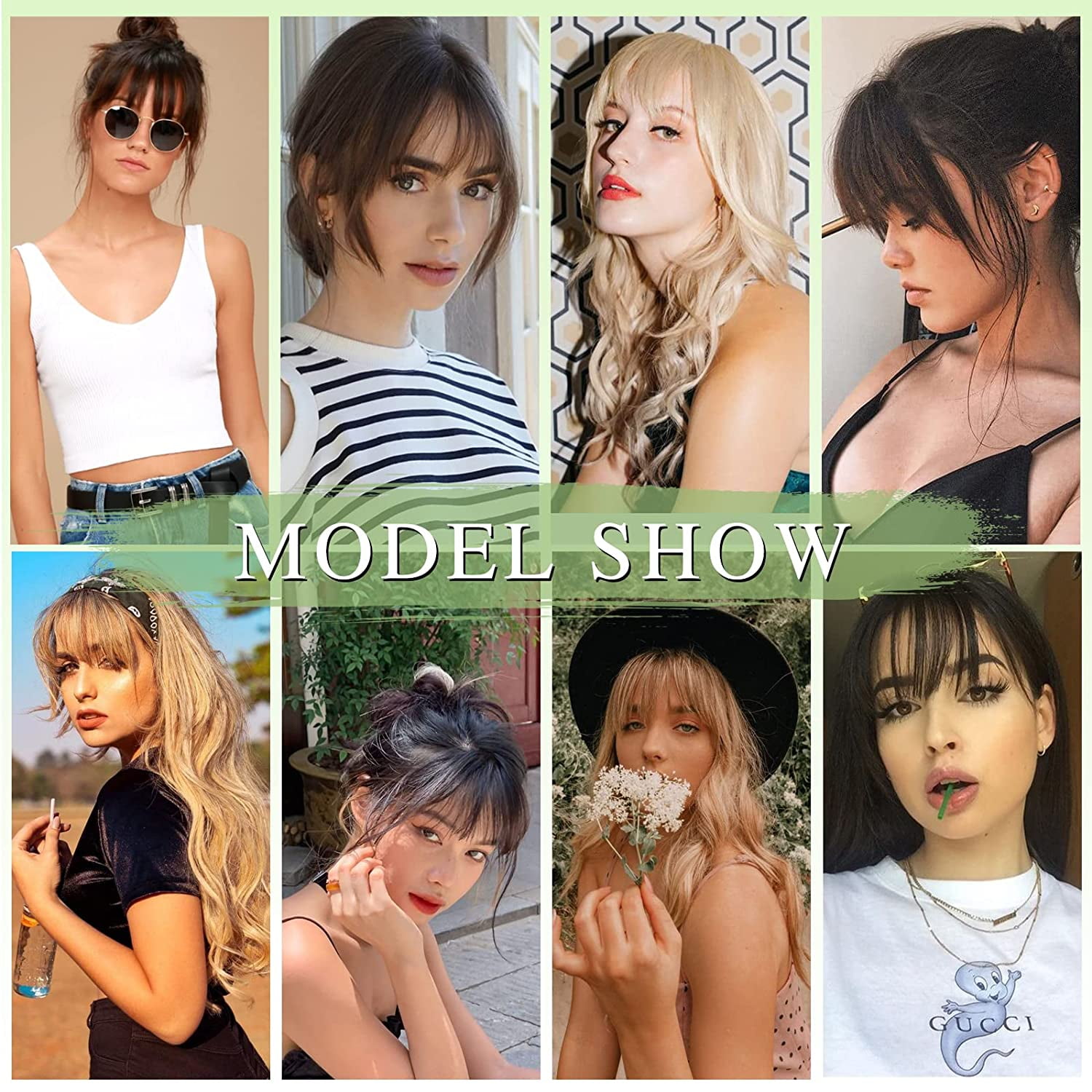 Ustar Clip in Bangs - 100% Human Hair Bangs Clip in Hair Extensions, Medium Brown Color #4 Clip on Bangs Wispy Bangs Fringe with Temples Hairpieces for Women Curved Bangs for Daily Wear
