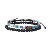 SUSHANG Volcanic Stone Combination Bracelet Bracelet Adjustable Boho Surfer Bracelet for Men Women Thin String Rope Handmade Beach Bracelet Colorful Bracelet Bohemia Bracelet