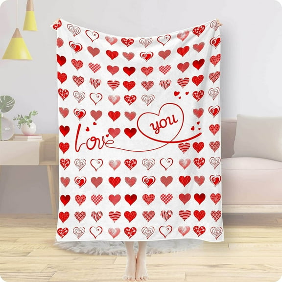 PEONAVET Throw Blanket for Women Valentines Heart Blanket Soft Flannel Lightweight Throw Blanket for Couch Sofa All Seasons Cozy Warm Blankets for Kids Adults Use On Sofa Couch Bed Office