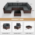 thumbnail image 3 of KIGOTY 7 Piece Outdoor Patio Furniture, Wicker Rattan Outdoor Conversation Set Sectional Sofas for Backyard, Garden, Brown-Gray, 3 of 7
