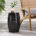 thumbnail image 2 of 12" Side Table, Cylindrical End Table with Hollow Pattern, Minimalism Living Room Side Table, Modern Nightstand, Chairside Table for Living Space, 2 of 9