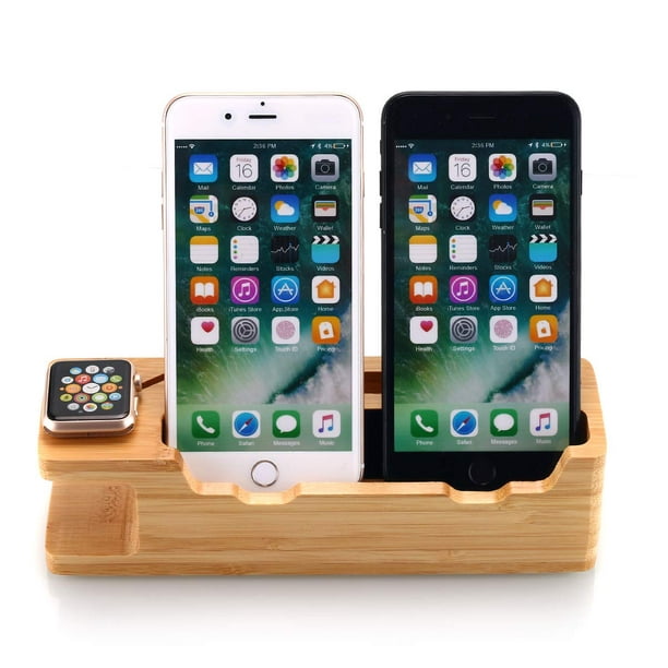 Support et station de charge en bois 2 en 1 pour votre Iphone et votre Apple  Watch
