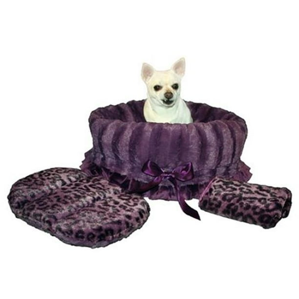 Mirage Pet 500-043 Purple Cheetah Reversible Snuggle Bugs Pet Bed, Bag