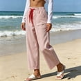 thumbnail image 5 of ZHYou No Boundarie Stripe Pants for Women Drawstring Straight Leg Casual Vacation Loungewear Loose Fit Trousers with Multi Pockets,Red,Size L, 5 of 8