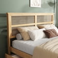 thumbnail image 5 of Leumius King Size Bed Frame with Rattan Headboard, Two Storage Drawers, Rubber Wood Bed with Enhanced Support Slats and Feet for Teens and Adults Oak, 5 of 9