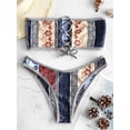thumbnail image 4 of ZAFUL Women Swimsuit Lace Up Flower Strapless Bikini Set Multi-A S, 4 of 7