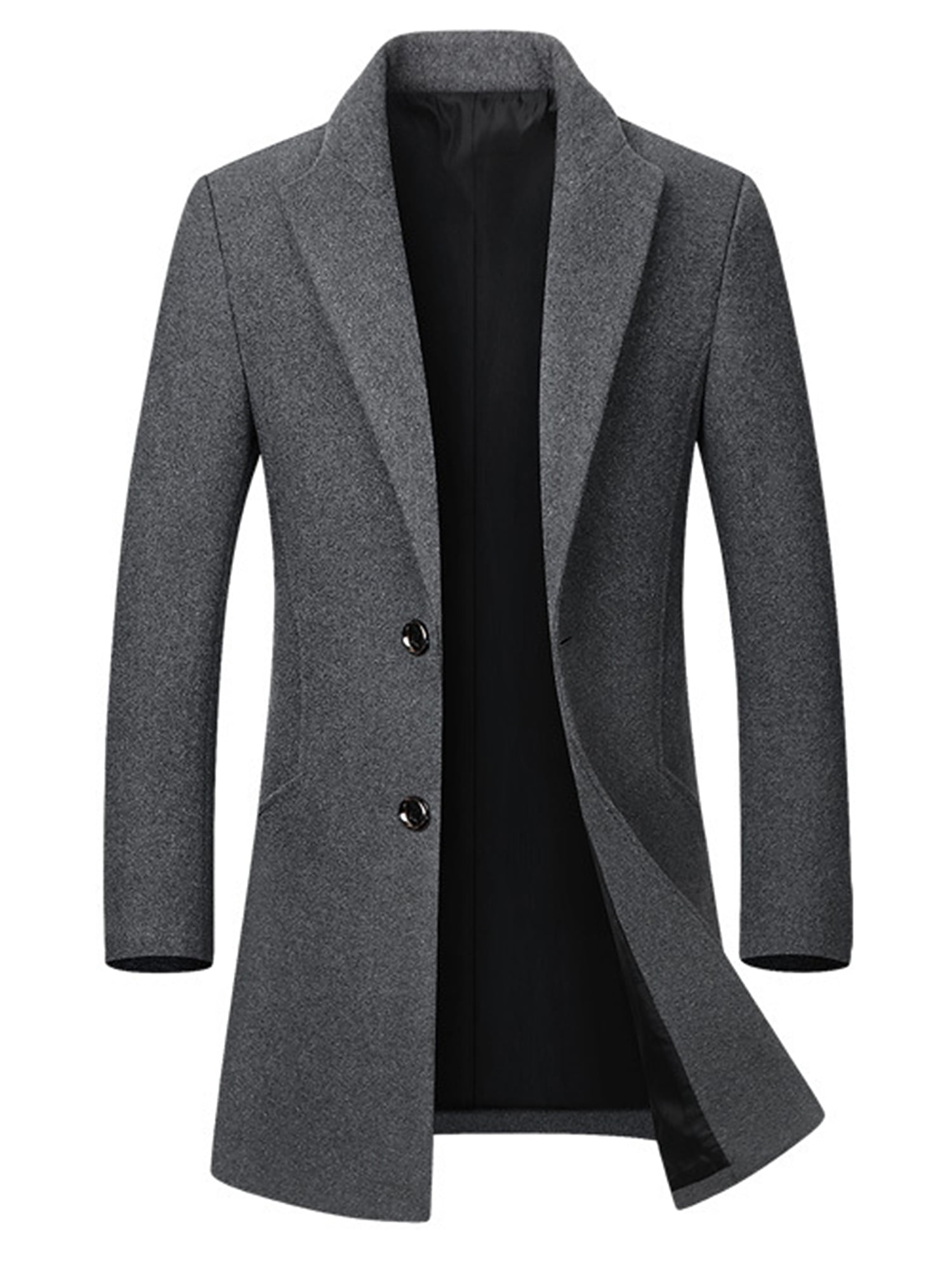 ONTBYB Mens Winter Pea Coat Wool Blend Single Breasted Jacket 