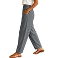 thumbnail image 4 of Maplenight Womens Cotton Pants Summer Elastic High Waisted Pants with Pockets Loose Fit Casual Trousers for Outdoor​, 4 of 5