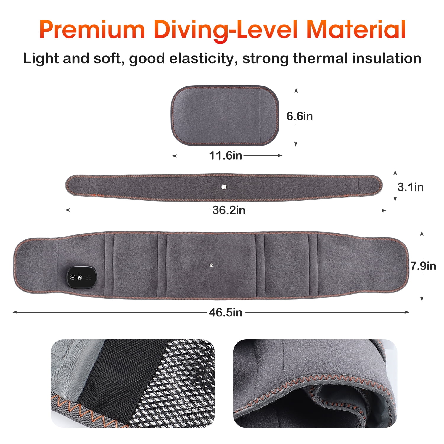 Heating Back Brace for Lower Back Relax, Heated Back Support Belt, Cordless Heating Pad Operated by 5000mAh Rechargeable Battery, 3 Vibration Modes & 3 Heat Levels, Gifts for Men Women