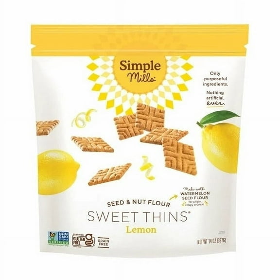 Simple Mills Seed & Nut Flour Sweet Thins, Lemon (14 Ounce)