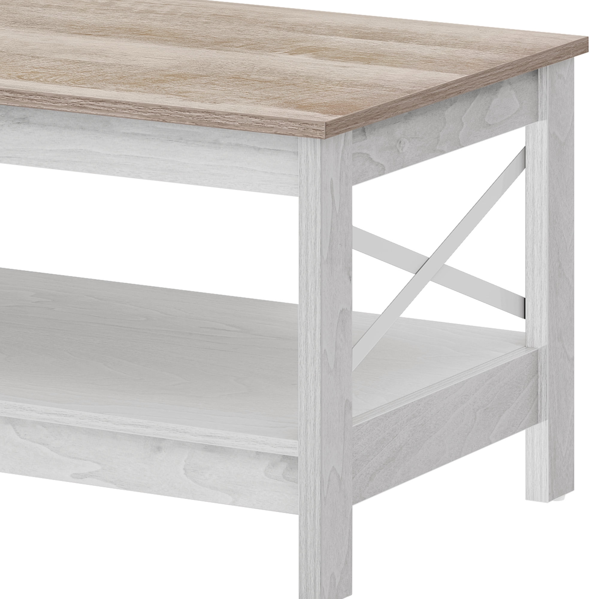 Uforic 39.4 Inch Rectangular Coffee Table with Side X-Support Frame, Thickened Legs & Floor Protection Footpads, Gray